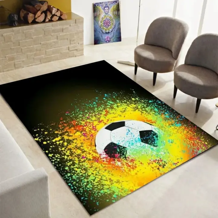 Alfombra De Fútbol Para Niños Y Niñas Alfombra Deportiva De Bola De Fútbol Para Decoración De Habitaciones Y Salones Material Poliéster Moderna Y Antideslizante - 1