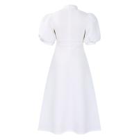 Vestido Elegante De Fiesta Para Mujer 2024 Con Cuello Con Lazo Manga Corta Cintura Alta A-Line Plisado Hasta El Tobillo Vestido De Cumpleaños - details 59