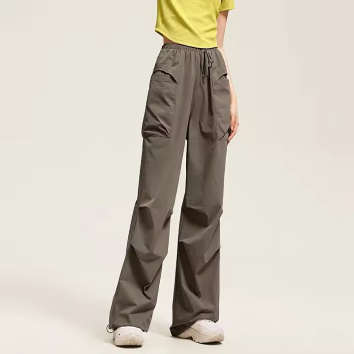 Nuevos Pantalones Deportivos Casuales Para Mujer 2024 Alta Cintura Pierna Ancha Secado Rápido Nylon Montañismo Running Yoga - 1