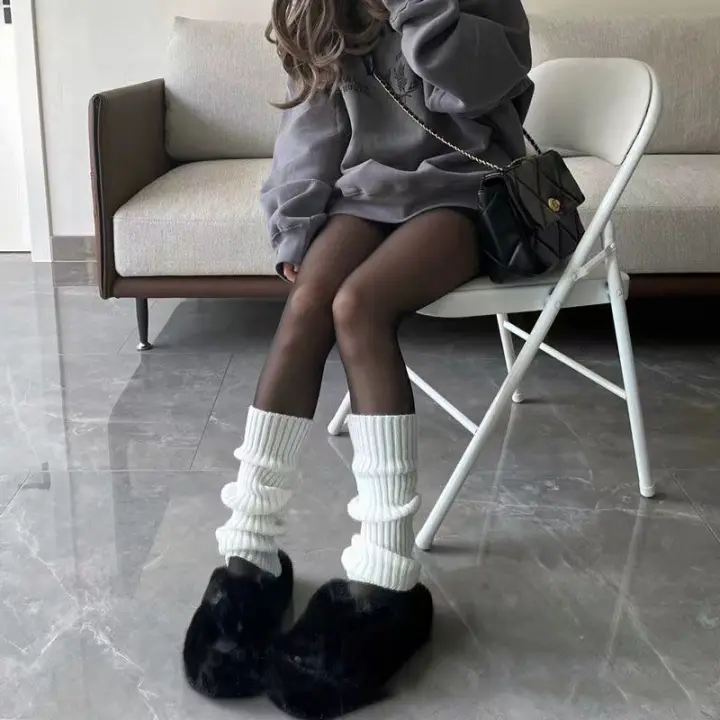 Calentadores De Piernas Lolita Japonés Para Mujer Calcetines De Lana Tejidos a Mano Cubierta De Pies Para Cosplay Otoño Invierno - 1