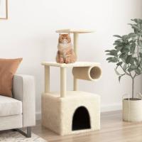 vidaXL Árbol Rascador para Gatos con Postes Torre Escalador Sisal Color Gris claro,  Crema,  Gris oscuro y mas - details 1