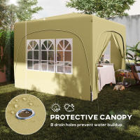 Outsunny Carpa Plegable Gazabo 3x3 m con Paneles Laterales UPF50+ Cenador Pabellón de Jardín con Altura Ajustable y Bolsa de Transporte para Camping Fiestas Patio Terraza - details 5