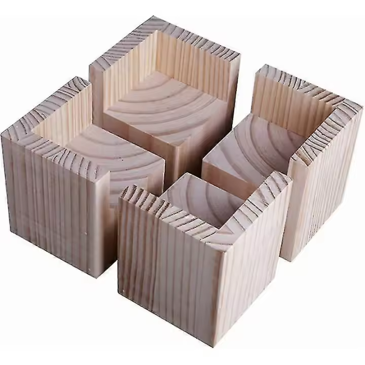 Juego de 4 elevadores de muebles Risers de muebles de madera, elevador de cama de escritorio Muebles Levantamiento de piernas Pies para cama de mesa de escritorio (tamaño: 5x5x5cm) - 1
