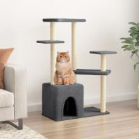 vidaXL Rascador para Gatos con Postes de Sisal Árbol Torre de Escalada Color Crema,  Gris claro,  Gris oscuro y mas - details 2