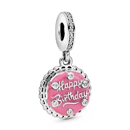 Pandora Moments Mujeres Plata de Lei Rosa Pastel de juegos cuelga El Encanto, Viene con El embalaje de Caja de Giunte original. - 1