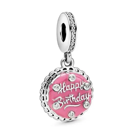 Pandora Moments Mujeres Plata de Lei Rosa Pastel de juegos cuelga El Encanto, Viene con El embalaje de Caja de Giunte original. - 1