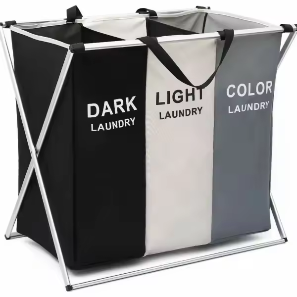 Newty  Cesto Ropa Sucia para Colada Cesta Lavandería Compartimentos Hogar Cocina Dormitorio Plegable Almacenamiento Clasificador Contenedor Organizador Lavado Cesta Tela Porta Objetos Separar Ropa Clara Oscura Color Apto para todos los Espacios Grande - 1