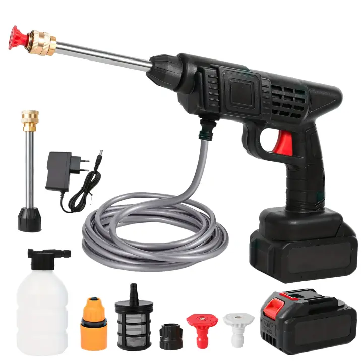 Lavadora de alta presión sin cuerda de 21V con 1 batería, tubería de agua de 5m, 35bar, limpiador eléctrico portátil para lavado de coches, limpieza de suelos y riego de jardines - 1