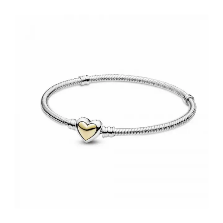 Pulsera Cadena de Serpiente Corazón Cúpula Dorada Pandora - 599380C00 - 1