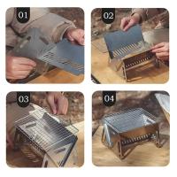 Parrilla De Camping BBQ De Acero Inoxidable Plegable Para Exterior Estilo De Cocina Al Aire Libre Stove De Carbón Material De Madera - details 2