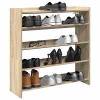 vidaXL Mueble zapatero madera contrachapada 80x25x81 cm en color Blanco/Marrón roble/Roble Sonoma y más | almacenamiento funcional diseño moderno para baño dormitorio sala - details 2