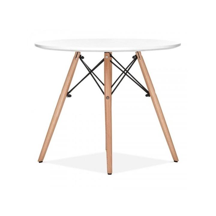 ORION91oficial® - Mesa Redonda (Ø100 x75cm) Blanca 4 Patas Redonda Madera de Haya, Estilo Nórdico, Bar, Restaurante, Hostelería, Comedor, Salón, Cocina, Teletrabajo, Oficina - spaziOrion91