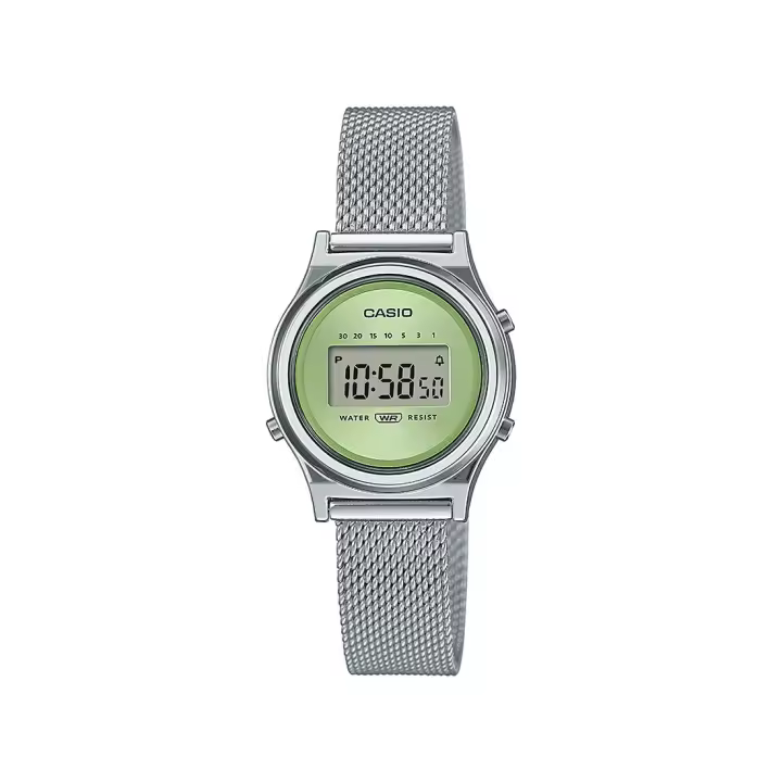 RELOJ CASIO LA700WEM-3AEF RETRO VINTAGE MINI ROUND DE MUJER EN ACERO MALLA VERDE - 1