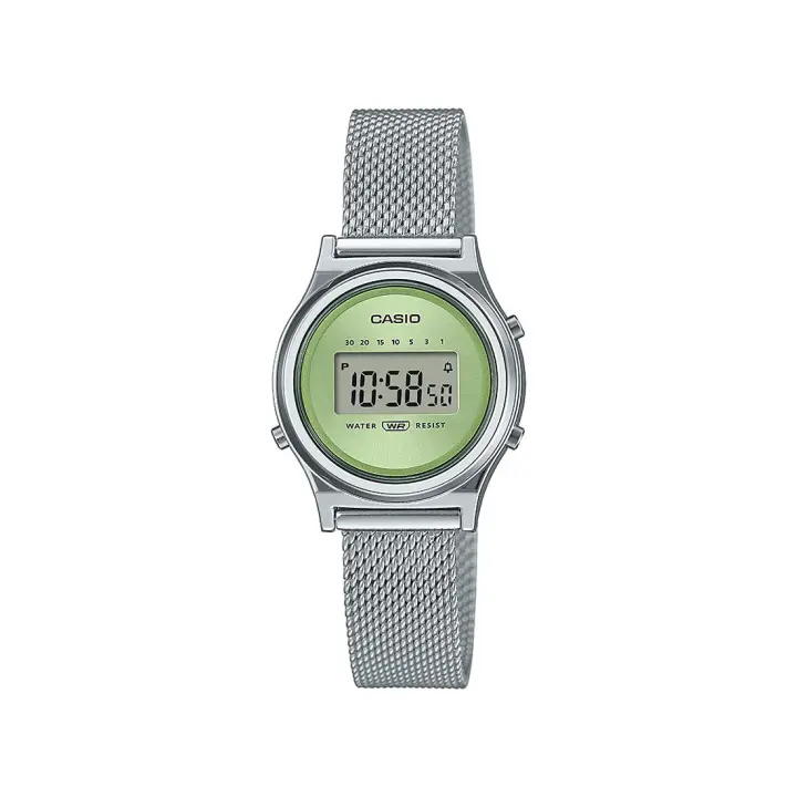 RELOJ CASIO LA700WEM-3AEF RETRO VINTAGE MINI ROUND DE MUJER EN ACERO MALLA VERDE - 1