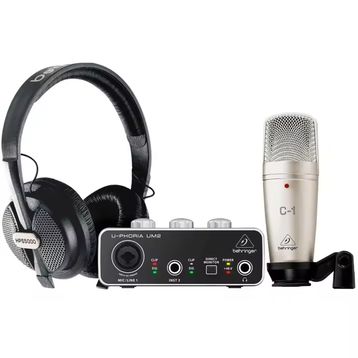 BEHRINGER U-PHORIA STUDIO BUNDLE INTERFAZ DE AUDIO USB UM2 + MICRÓFONO C1 + CUFFIE HPS5000 BEHUPHORIASTUDIO TARJetas de Audio/interfaces MIDI - 1