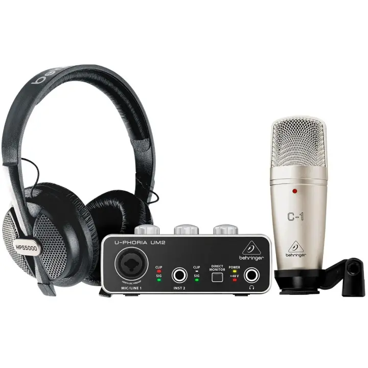 BEHRINGER U-PHORIA STUDIO BUNDLE INTERFAZ DE AUDIO USB UM2 + MICRÓFONO C1 + CUFFIE HPS5000 BEHUPHORIASTUDIO TARJetas de Audio/interfaces MIDI - 1