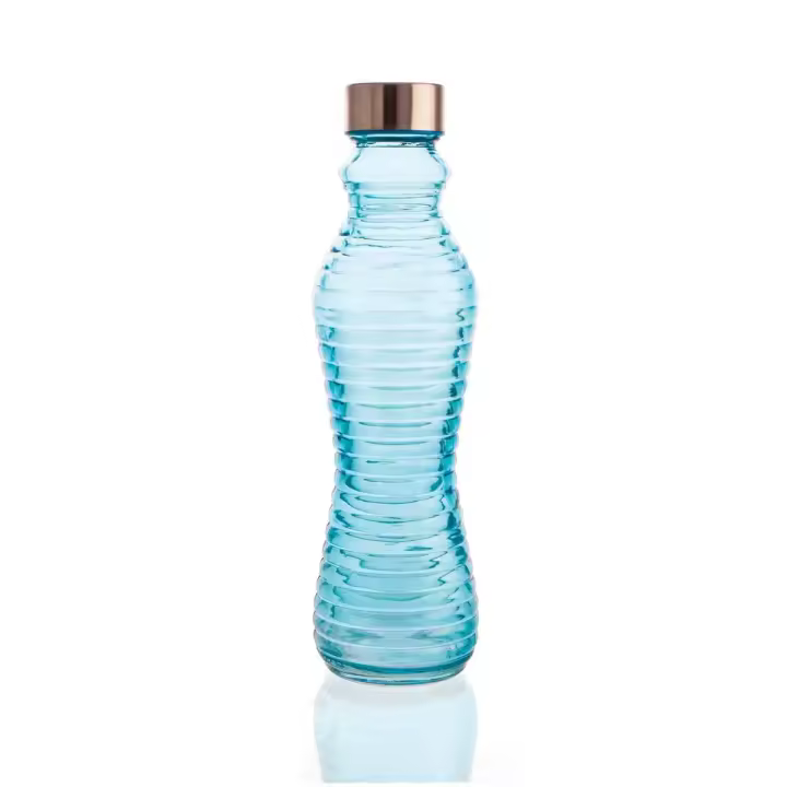 Quid Botella Vidrio Azul Turquesa 0,5l Reciclable Ecológica Larga Duración - 1