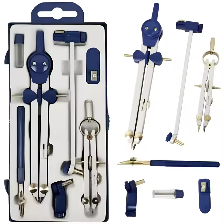 Compas Dibujo Tecnico Profesional - Compás Escolar de Precision con Rueda de Ajuste  Bachillerato y Secundaria - Compasso Escolar Dibujo Tecnico de Metal - Compas Grande Dibujo Técnico y Plastica - 1