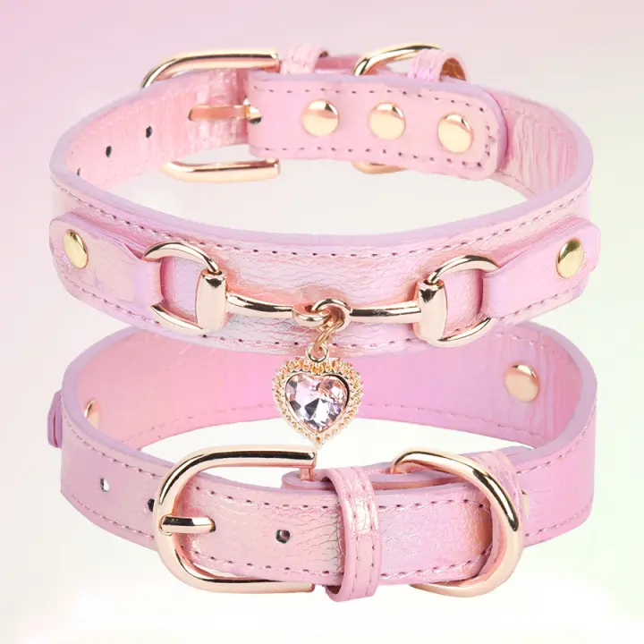 Collar De Gato Y Perro CP567 Bonito De PU Decorado Con Amor Brillante Ajustable Y Duradero Para Todas Las Estaciones - 1