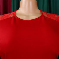 Vestido Elegante De Mujer Con Cuello Redondo Y Manga Larga En Luto Sólido Ajustado Hasta Las Caderas Largo Medio Para Fiestas Y Comidas En El Restaurante - details 5