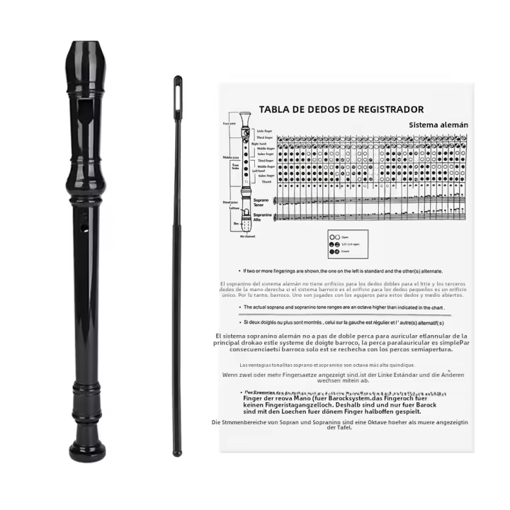 Flauta Larga De Plástico Con 8 Agujeros G Para Principiantes Instrumento Musical Recorder Flauta De Madera Regalo Para Niños Con Palillo De Limpieza - 1