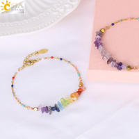 Pulsera De Cristal De 7 Chakras Para Mujer CSJA Con Cadena De Acero Inoxidable Y Pedrería Natural Amatista Pulsera De Moda J016 - details 4