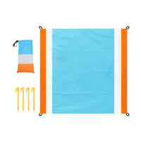 Estera de playa impermeable para acampar al aire libre estera de picnic 210 * 200 cm [costuras naranjas, blancas y azules] - details 4