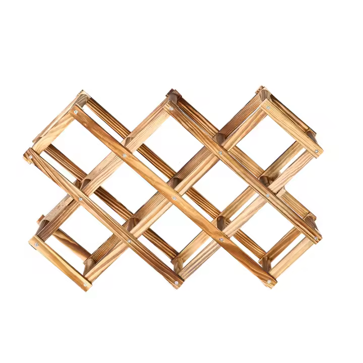 Estante de vino, Encimera de estante de almacenamiento de vino de madera, Estante de bodega apilable de madera de 10 botellas, Soporte de estante de botella de vino independiente de mesa plegable Dis - 1