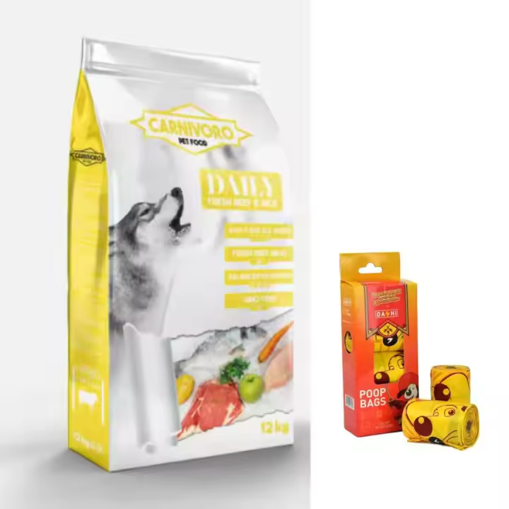 Carnivoro Comida para Perros Dally Fresh Beef & Rice 12 Kg - Nutritivo y Delicioso (+Bolsas para excrementos de perro 4 rollos de 15 und ) - 1