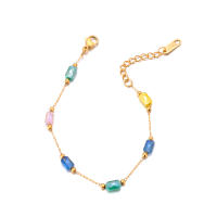 Pulsera De Moda JeeMango Con Piedras De Zirconia Cubicas Coloridas Acero Inoxidable Impermeable Para Mujer Joyería Bohemia JB24056 - details 1