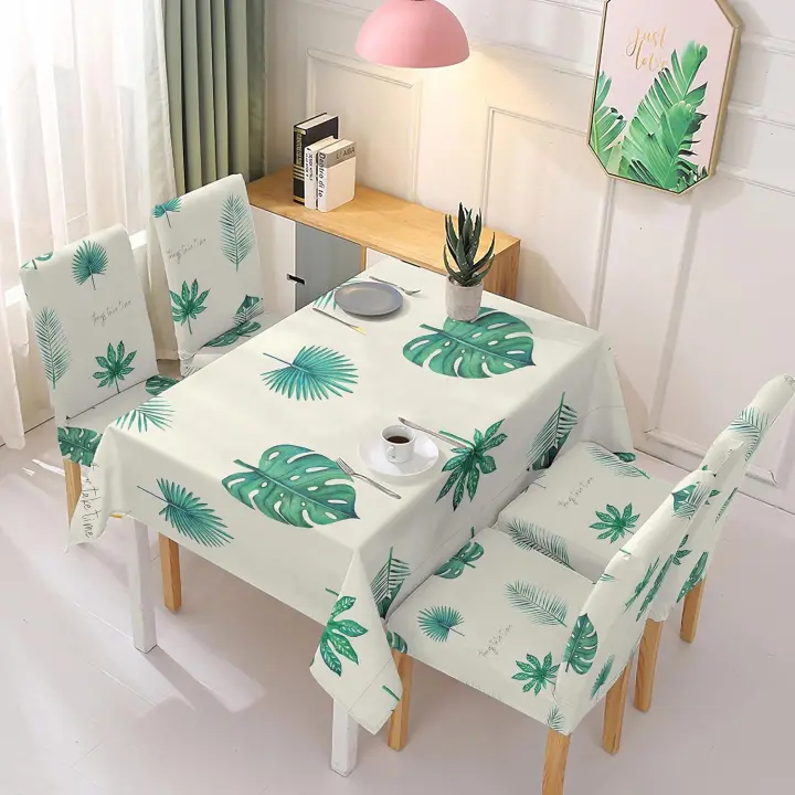 TODOBIEN STORE - Juego de Mantal y Funda de Silla, Mantel de Mesa Rectangulo 140 x 180, 4 Fundas para Silla con Elastico, 100% Poliester, Estampado Moderno. - 1