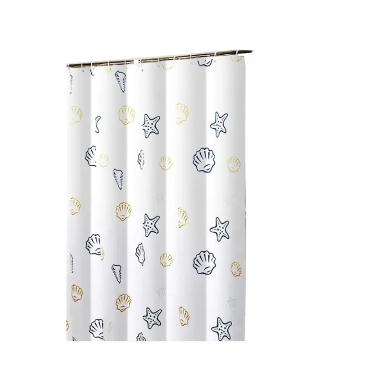 Cortina impermeable de Ducha de Tela y Poliéster - Cortina Baño antimoho con 12 Ganchos y Pesos para Bañera, Lavable con Agua - Blanco - 1