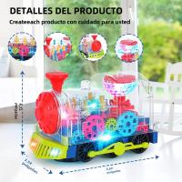 Juguete De Tren Eléctrico Para Niños Transparente Con Luz Y Música Juguete Educativo Temprano Tren Luminoso Para Niños - details 1