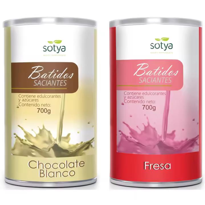Batidos Saciantes Sotya Chocolate Blanco y Fresa de Piña Pack Ahorro 2 unds x 700 Gramos - 1
