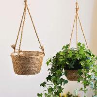 Cuerda de yute colgante maceta-plegable seagrass macrame cesta-para plantas suculentas, decoración interior al aire libre - details 0