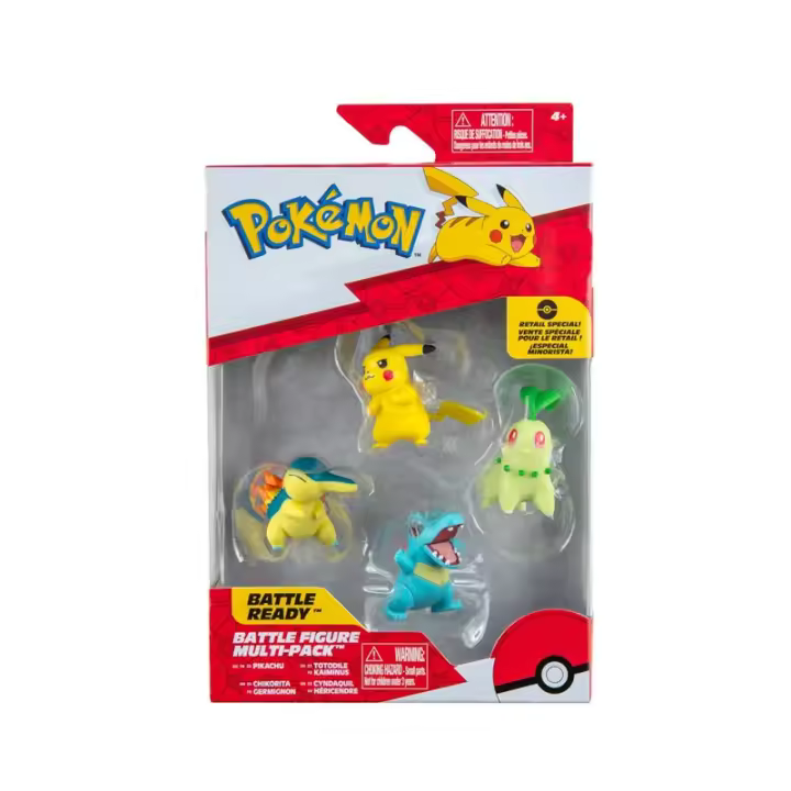 Pack de 4 Figuras Pokémon Battle - Pikachu, Chikorita, Totodile y Cyndaquil Raíz MERCHAN-STORE - 1