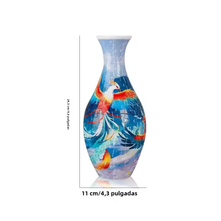 Vaso De Puzzle 3D Azul Y Blanco Diseño De Porcelana Plástico Decoración De Hogar Y Arreglo De Flores Regalos Para Niños Juguete Educativo Para Housewarming - 1
