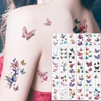 30pcs Tatuajes Temporales Impermeables 3D Con Colores De Mariposa Rosa Flor Y Plumas Para Niñas Mujeres Y Hombres Arte Corporal Falso Tatuaje - details 4