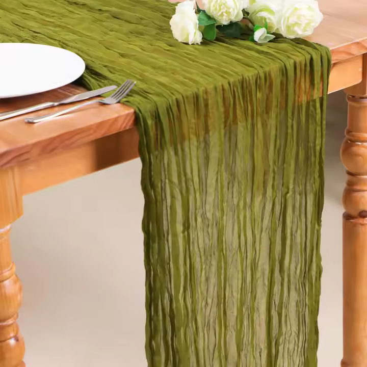 Camino de Mesa plisado de Gasa, chimenea de Mesa de tela de quesoes, chimenea de Mesa para decoración de Bodas, Fiesas, días festivos - 1