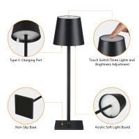 Lámpara De Escritorio LED Recargable USB Con Interruptor Táctil Iluminación Ambiente Para Barra Restaurante Estudio Oficina Decoración De Habitación Material De Aluminio Moderno - details 9