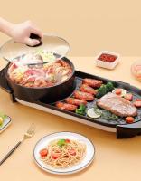 Olla de barbacoa eléctrica, olla integrada multifunción, sin humo, asador, Parrilla Eléctrica, electrodomésticos de cocina.sartén eléctrica 2 en 1 para barbacoa, olla caliente portátil sin humo, Material duradero, calentamiento rápido, 00JN609 - details 6
