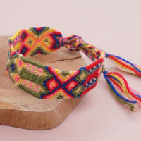 Pulsera Bohemia Ajustable De Algodón Tejida Con Patrones Geométricos Exóticos Para Hombres Y Mujeres Pulsera De Cadena Con Cordón Universal - details 1