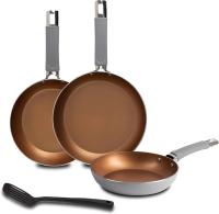 Juego de 3 Sartenes Ø18Ø2Ø 26cm Aluminio forjado Cobre + Espátula ranurada - details 0