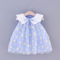 Vestido De Verano Para Niñas Con Estampado De Margarita Y Cuello De Muñeca Pequeño Vestido Sin Mangas Dulce De Cuello De Muñeca Pequeño - details 1