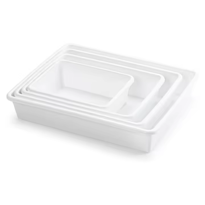 X-Set de 4 Bandejas Organizadoras Multifuncionales para Nevera en Plástico Reutilizable, Contenedores Rectangulares para Almacenamiento, Juego de Bandejas para Refrigerador en Blanco 890 ml, 1.65 l, 3 l y 4 l, Ideal para Mantener Alimentos Frescos - 1