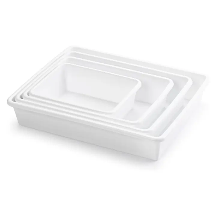 X-Set de 4 Bandejas Organizadoras Multifuncionales para Nevera en Plástico Reutilizable, Contenedores Rectangulares para Almacenamiento, Juego de Bandejas para Refrigerador en Blanco 890 ml, 1.65 l, 3 l y 4 l, Ideal para Mantener Alimentos Frescos - 1