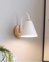 Lámpara De Pared Nórdica En Madera Sólida Luz Creativa De Macarón Moderna Para Dormitorio Y Sala De Estar E27 Sin Bombillas Incluidas - details 0