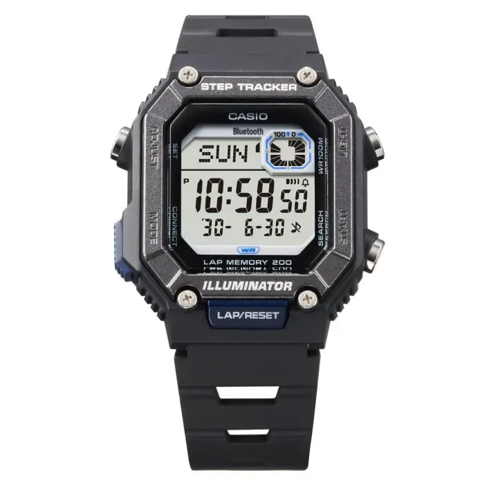 reloj cronómetro deportivo Bluetooth unisex Casio StepTracker WS-B1000-1A 41.3mm Smartlink 100m WR correa de resina - 1