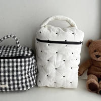 Bolsa De Almacenamiento De Pañales De Algodón Con Patrón De Puntos Bolsa De Mano Para Bebé Zipper Portátil Y Simple Para Viajes - details 3