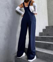 Monopiece Retro Europeo Y Americano Para Mujer Con Bolsillos De Color Sólido Pantalones Casuales Y Sueltos De Overal - details 19